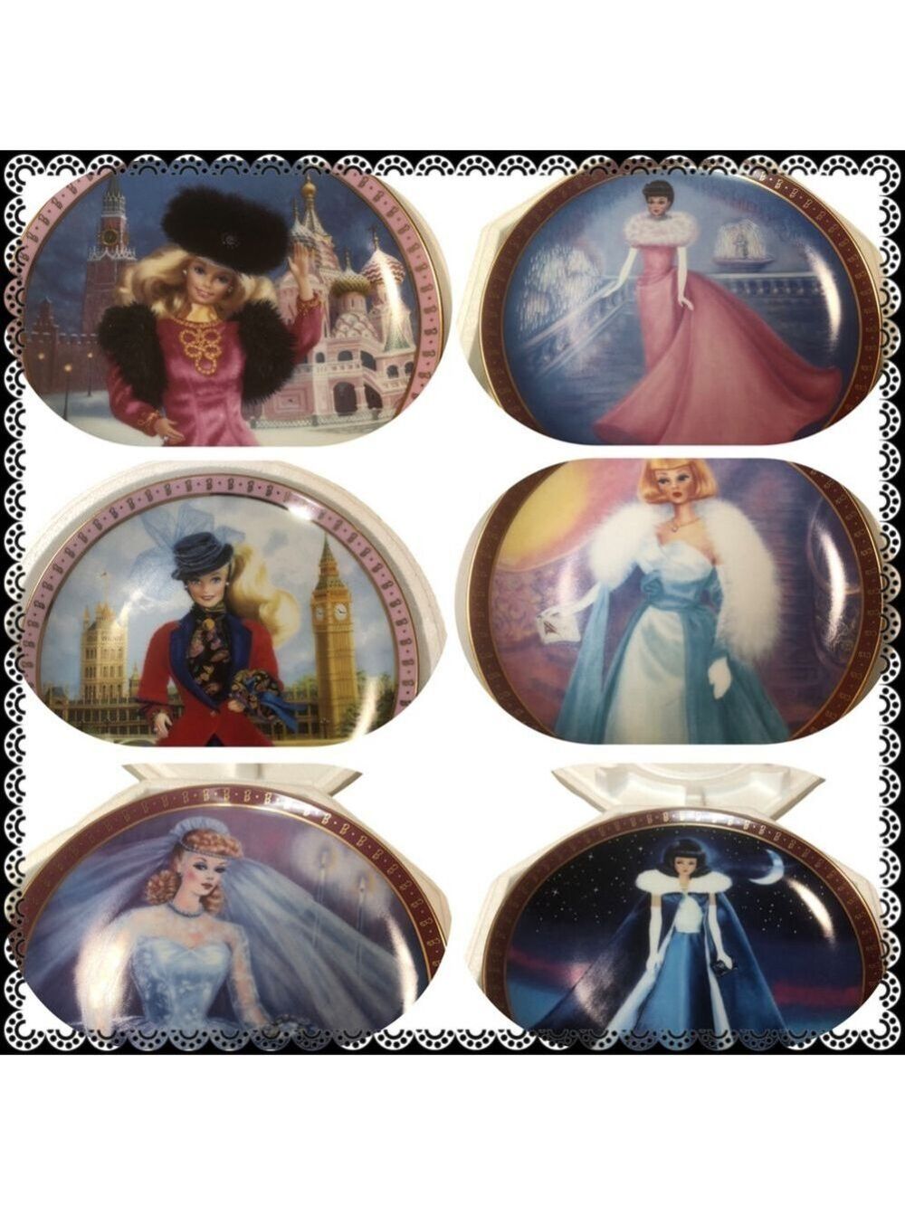 Mattel x Danbury Mint Set of 6 Limited Barbie Collectible Plates, Vintage